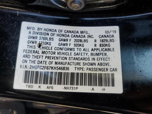 2019 HONDA CIVIC LX - 2HGFC2F67KH546836