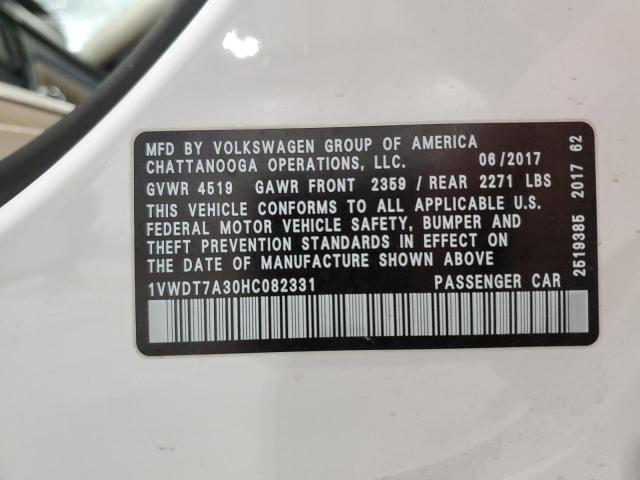2017 VOLKSWAGEN PASSAT R-L 1VWDT7A30HC082331