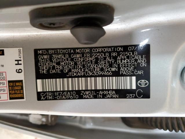 2019 TOYOTA PRIUS - JTDKARFU3K3099466