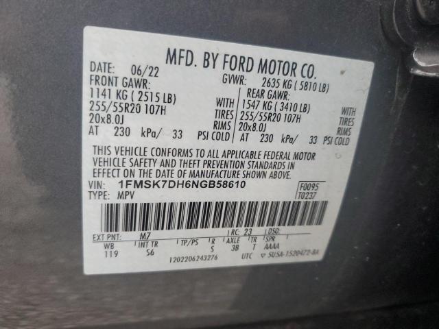 1FMSK7DH6NGB58610 2022 FORD EXPLORER