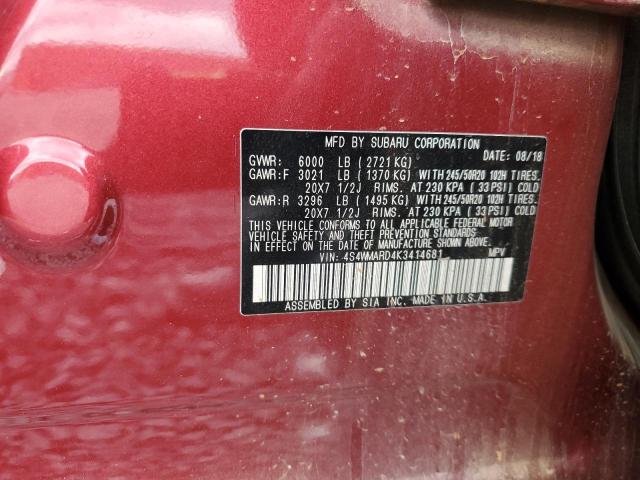 2019 SUBARU ASCENT TOU 4S4WMARD4K3414681