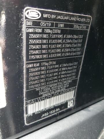 2019 LAND ROVER RANGE ROVE - SALWR2RU6KA868060