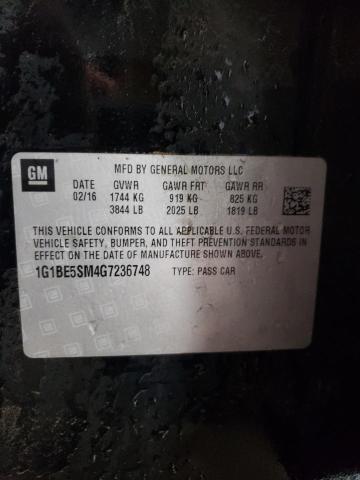 2016 CHEVROLET CRUZE LT - 1G1BE5SM4G7236748