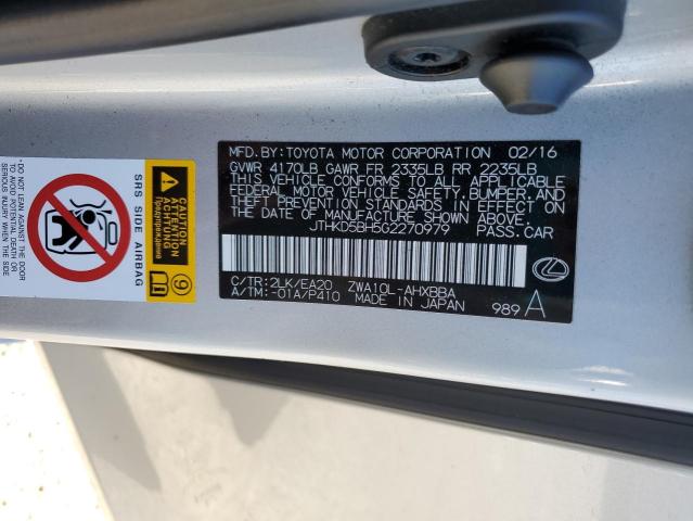 2016 LEXUS CT 200 JTHKD5BH5G2270979