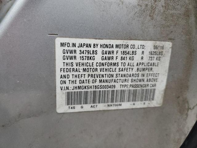 2016 HONDA FIT EX JHMGK5H78GS003409
