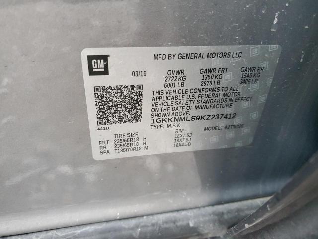 2019 GMC ACADIA SLT - 1GKKNMLS9KZ237412