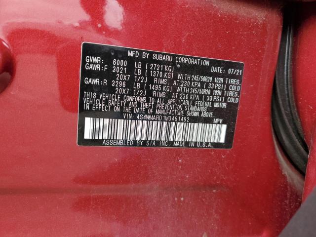 2021 SUBARU ASCENT TOU 4S4WMARD1M3461492