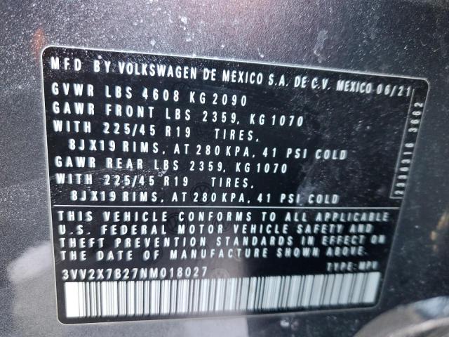 2022 VOLKSWAGEN TAOS SEL 3VV2X7B27NM018027