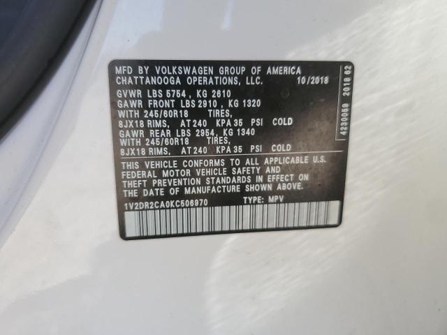 2019 VOLKSWAGEN ATLAS SE - 1V2DR2CA0KC506970