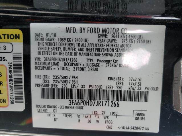 2018 FORD FUSION SE - 3FA6P0HD7JR171266