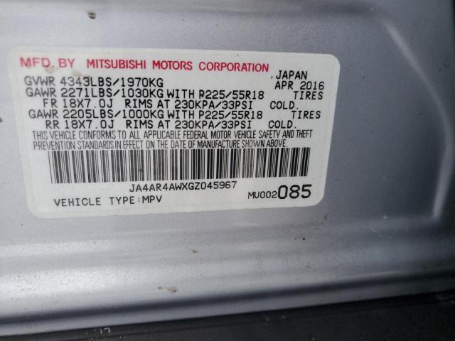 2016 MITSUBISHI OUTLANDER JA4AR4AWXGZ045967