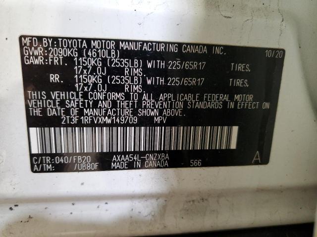 2021 TOYOTA RAV4 LE 2T3F1RFVXMW149709