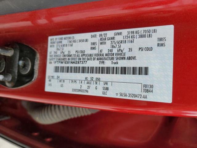 2022 FORD F150 SUPER - 1FTFW1E81NKE87377