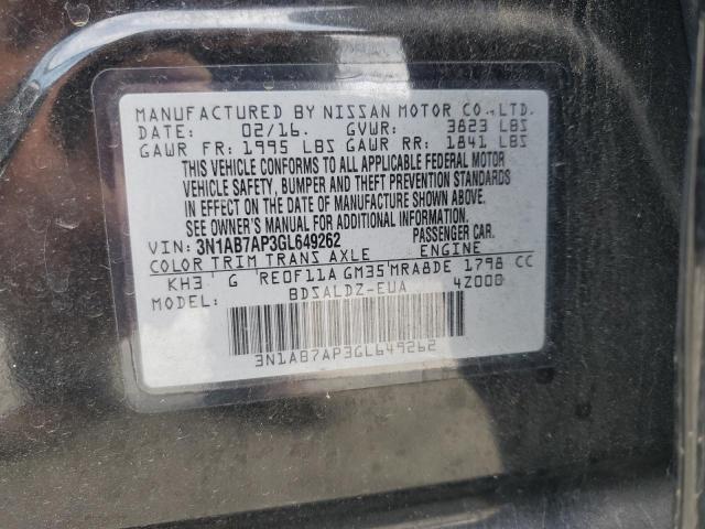 2016 NISSAN SENTRA S - 3N1AB7AP3GL649262
