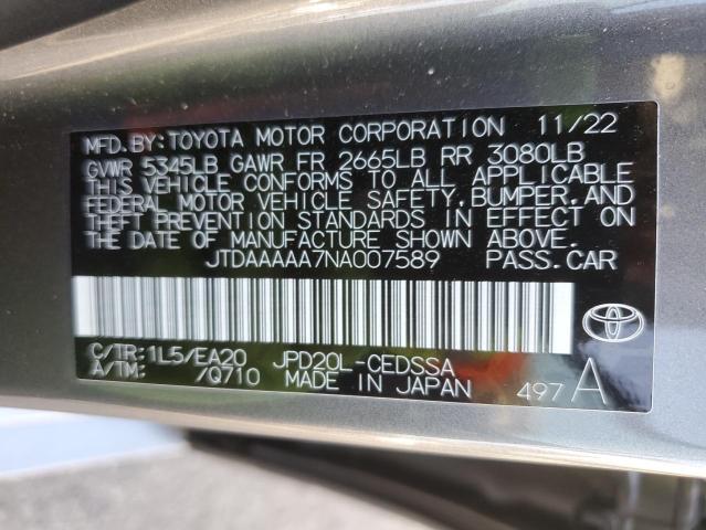 2022 TOYOTA MIRAI LE JTDAAAAA7NA007589