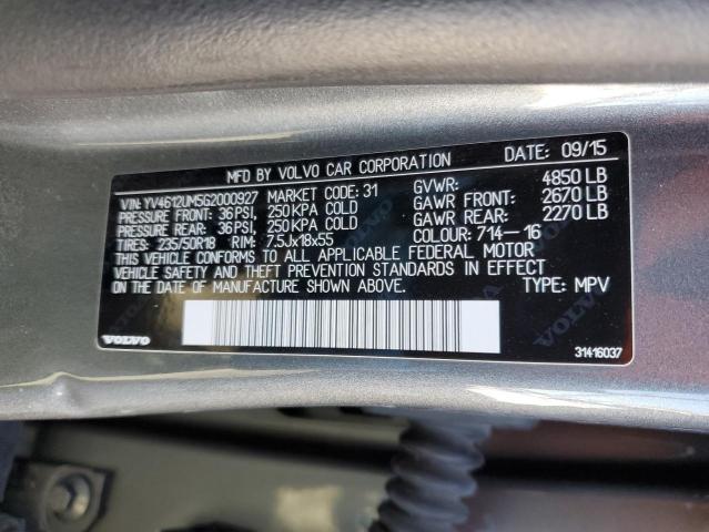 2016 VOLVO S60 CROSS YV4612UM5G2000927