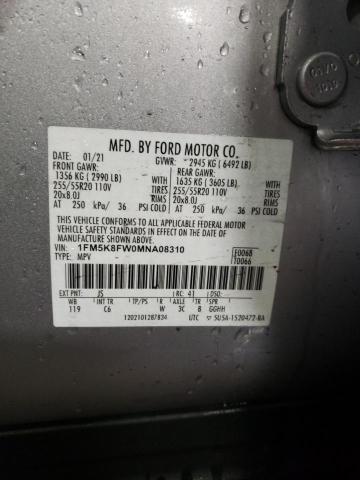 2021 FORD EXPLORER L - 1FM5K8FW0MNA08310