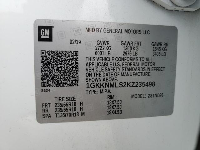 2019 GMC ACADIA 1GKKNMLS2KZ235498