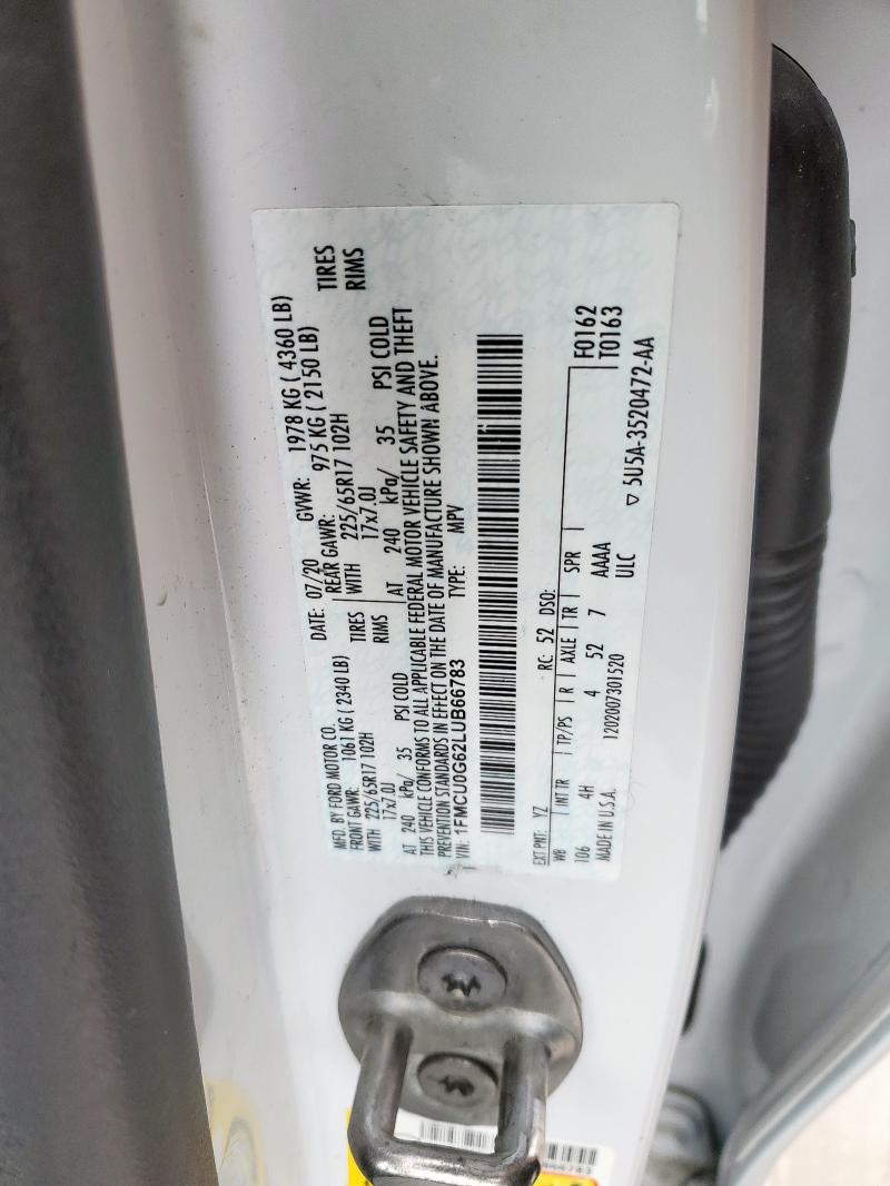2020 FORD ESCAPE SE - 1FMCU0G62LUB66783