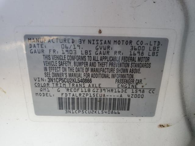 2019 NISSAN KICKS S 3N1CP5CU2KL540866
