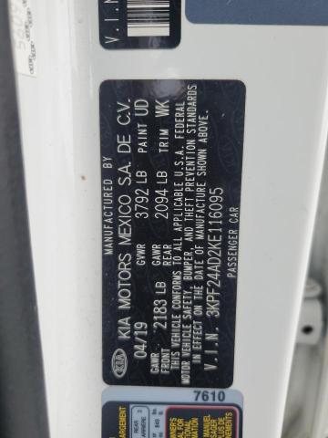 2019 KIA FORTE FE 3KPF24AD2KE116095