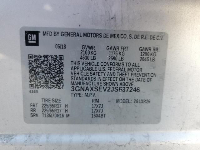 2018 CHEVROLET EQUINOX LT - 3GNAXSEV2JS637246
