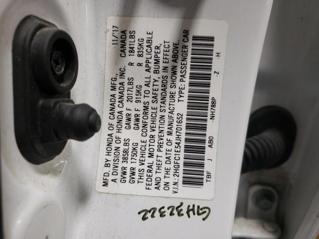 2018 HONDA CIVIC SI 2HGFC1E54JH701652