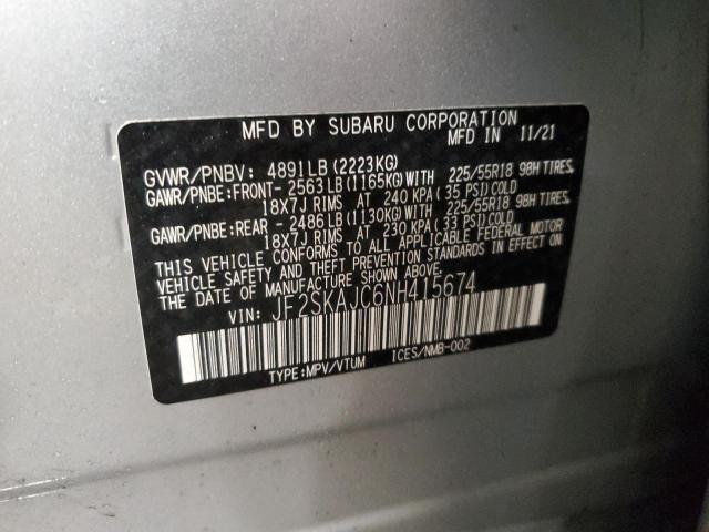 2022 SUBARU FORESTER S JF2SKAJC6NH415674