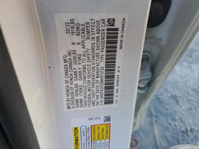 2022 HONDA CIVIC LX - 2HGFE2F28NH570722