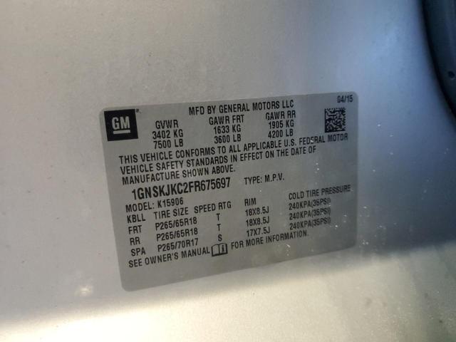 2015 CHEVROLET SUBURBAN 1GNSKJKC2FR675697