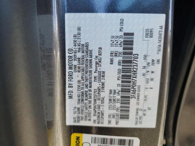 2017 FORD FUSION SE - 3FA6P0H7XHR237703