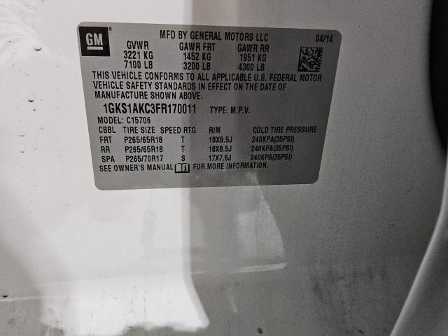 2015 GMC YUKON SLE 1GKS1AKC3FR170011