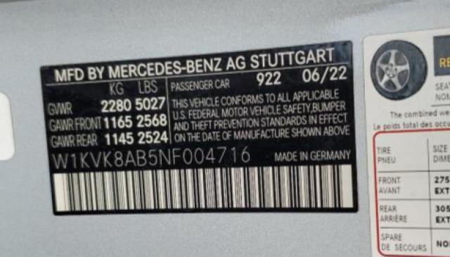 2022 MERCEDES-BENZ SL 55 AMG - W1KVK8AB5NF004716