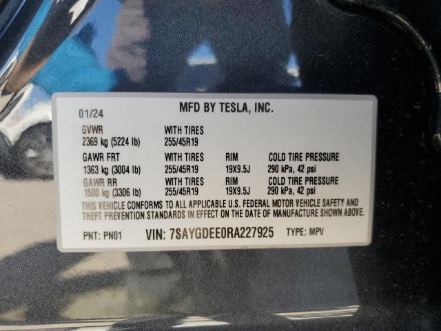 2024 TESLA MODEL Y - 7SAYGDEE0RA227925
