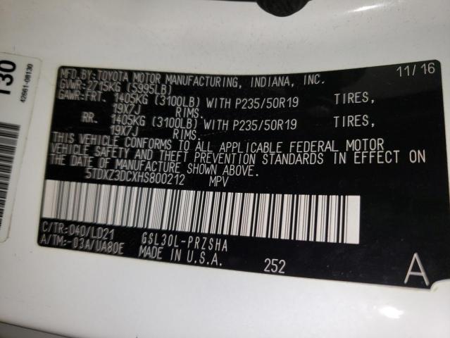 2017 TOYOTA SIENNA SE 5TDXZ3DCXHS800212