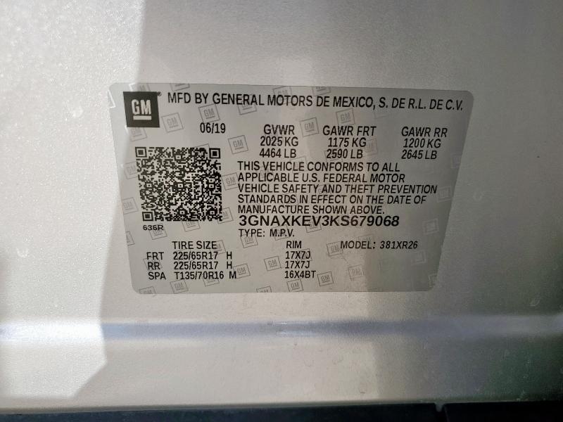 2019 CHEVROLET EQUINOX LT - 3GNAXKEV3KS679068