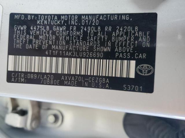 2020 TOYOTA CAMRY XLE - 4T1F11AK3LU926690