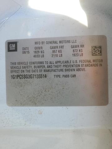 2016 CHEVROLET CRUZE 1G1PC5SG3G7135514