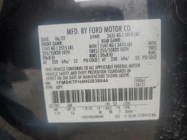 1FMSK7FH4NGB38644 2022 FORD EXPLORER
