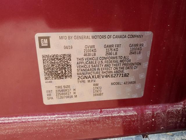 2019 CHEVROLET EQUINOX LT - 2GNAXUEV4K6277182
