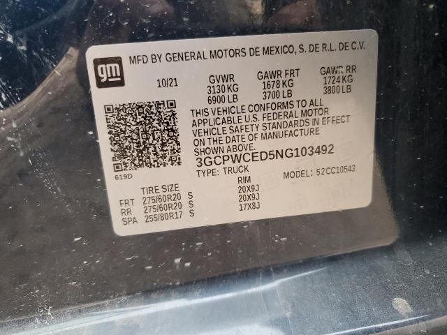2022 CHEVROLET SILVERADO - 3GCPWCED5NG103492