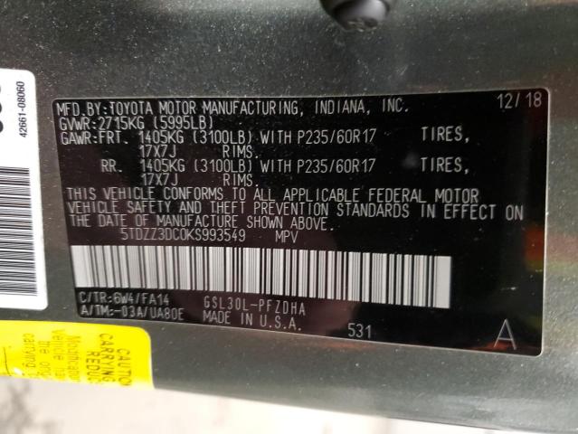 2019 TOYOTA SIENNA - 5TDZZ3DC0KS993549