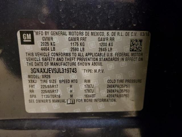 2018 CHEVROLET EQUINOX LT 3GNAXJEV9JL319743