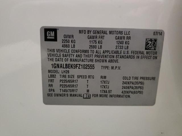 2015 CHEVROLET EQUINOX LT - 1GNALBEK9FZ102555