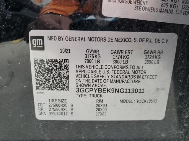 3GCPYBEK9NG113011 2022 CHEVROLET ALL Models