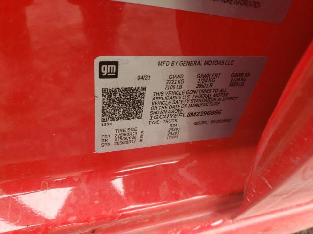 2021 CHEVROLET SILVERADO - 1GCUYEEL8MZ296686