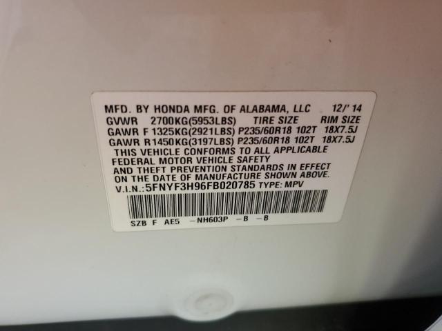 2015 HONDA PILOT TOUR - 5FNYF3H96FB020785