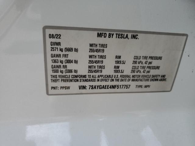 2022 TESLA MODEL Y - 7SAYGAEE4NF517757