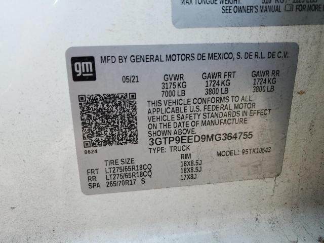 2021 GMC SIERRA K15 - 3GTP9EED9MG364755