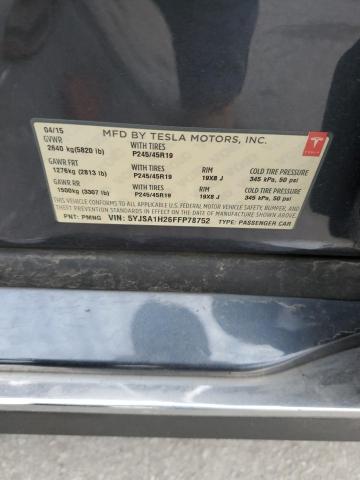 2015 TESLA MODEL S 85 5YJSA1H26FFP78752